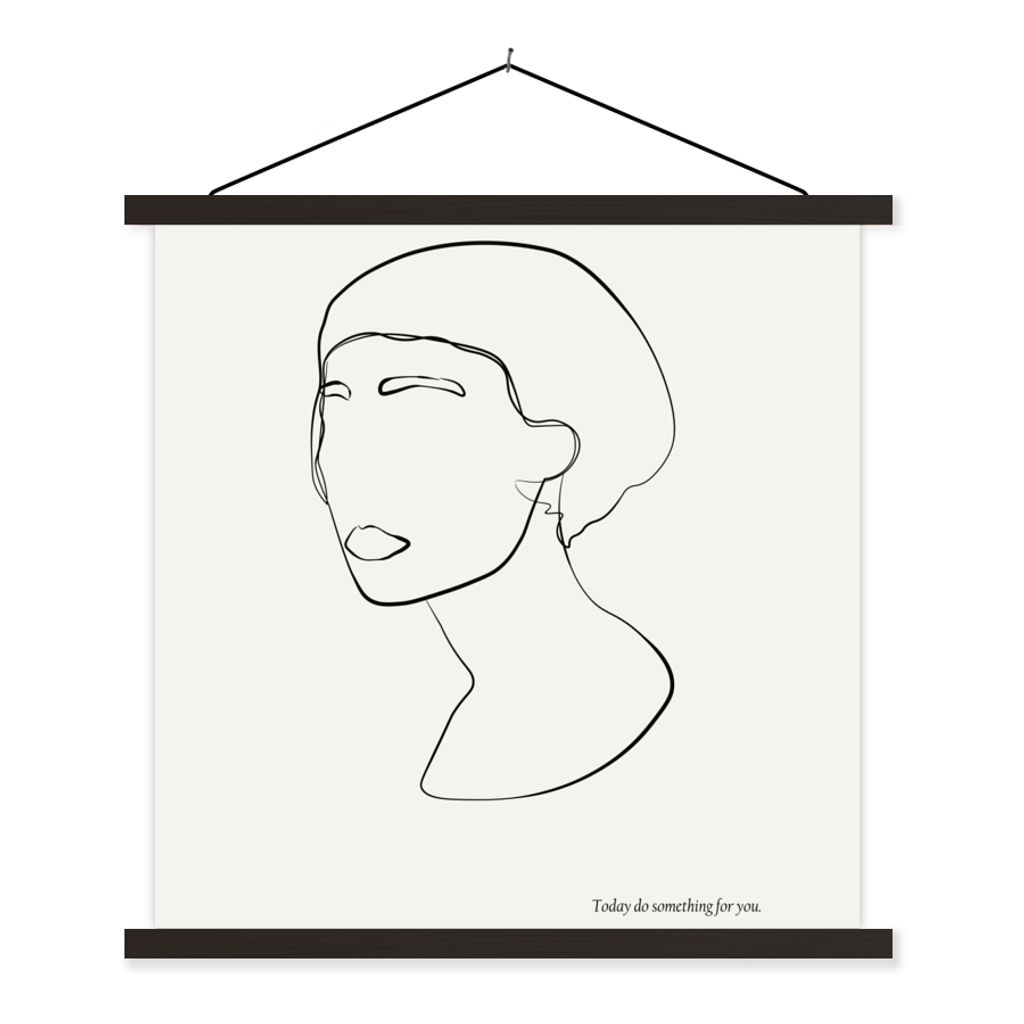 MuchoWow Textilposter Text - Frauen - Strichzeichnungen - Zitate 90x90 cm mit schwarzem Rahmen - Magnetisches