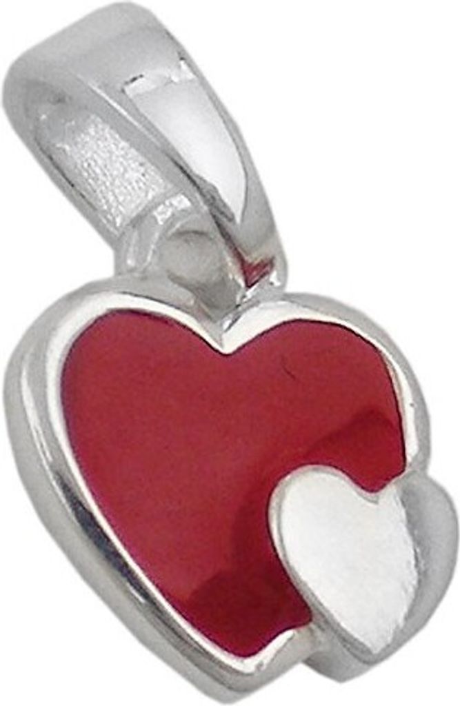 Anhänger Silberanhänger Herzen Herzchen rot lackiert 925 Silber Kinder