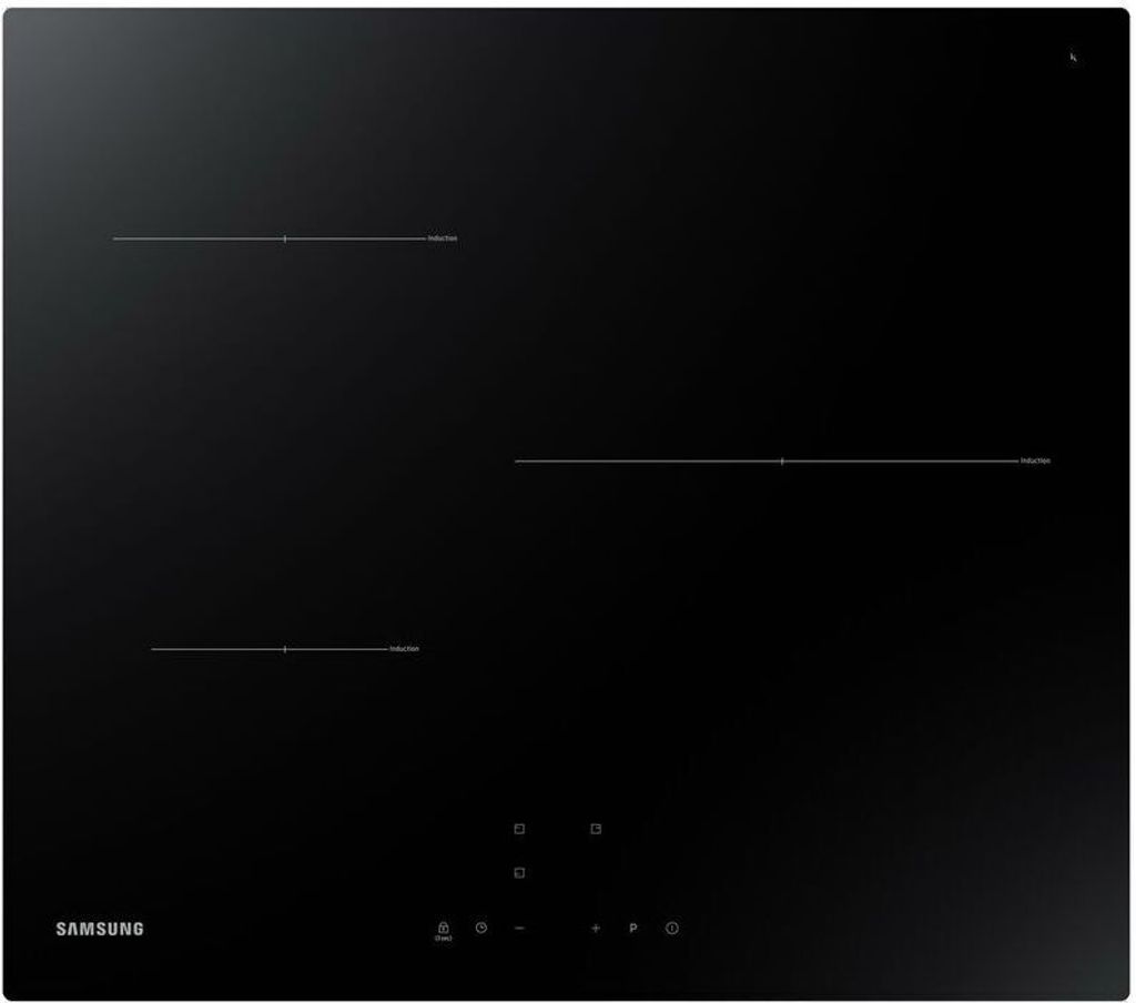 A top-down view of a black induction cooktop.