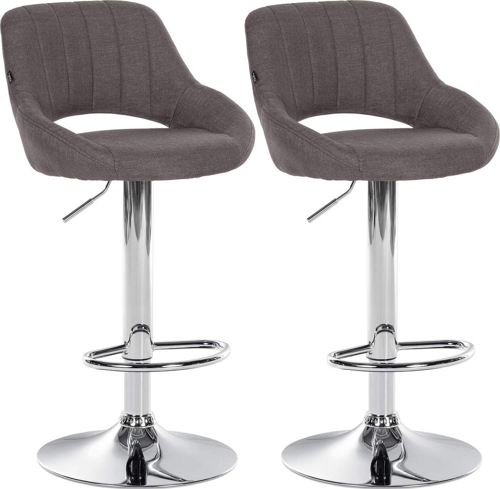 2er Set Barhocker SEGAD - Stoff Dunkelgrau 47x48x85 cm Silber | Barstuhl Mit Lehne Tresenhocker Tresenstuhl Kneipenhocker Kneipenstuhl