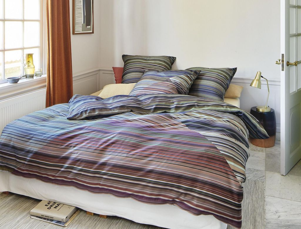 Irisette Mako-Satin Bettwäsche Set "Allegra" Glamour 8847 Farbe marine-20 Größe 140x200 + 1x90x70 cm