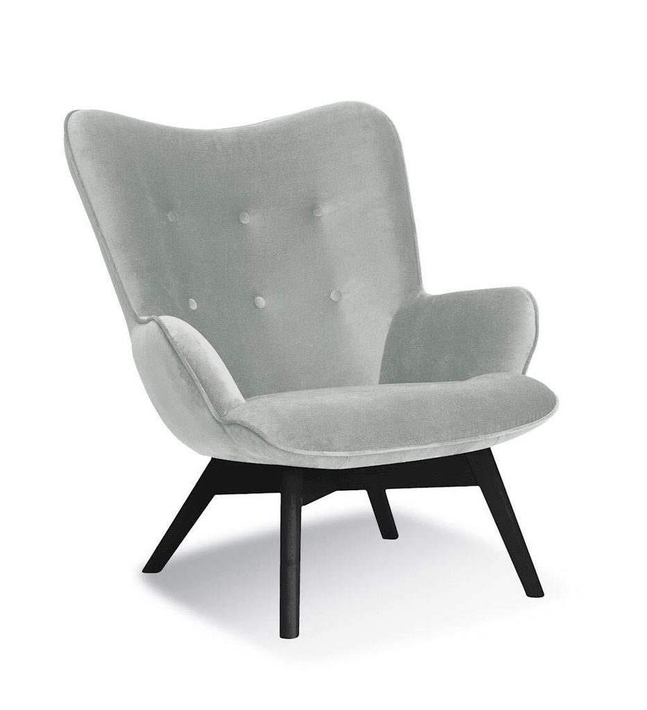 Sessel Connie Polstersessel Relaxsessel Füße aus Holz in der Farbe Schwarz (Silber)