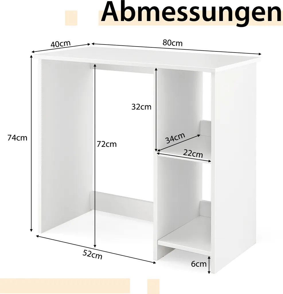 Table d'ordinateur compacte avec niches de rangement pour petit coin - 3