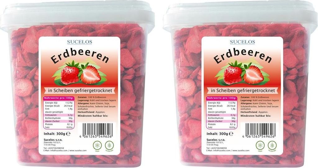 Sucelos Gefriergetrocknete Erdbeeren 2x 300 g – Produktbild 