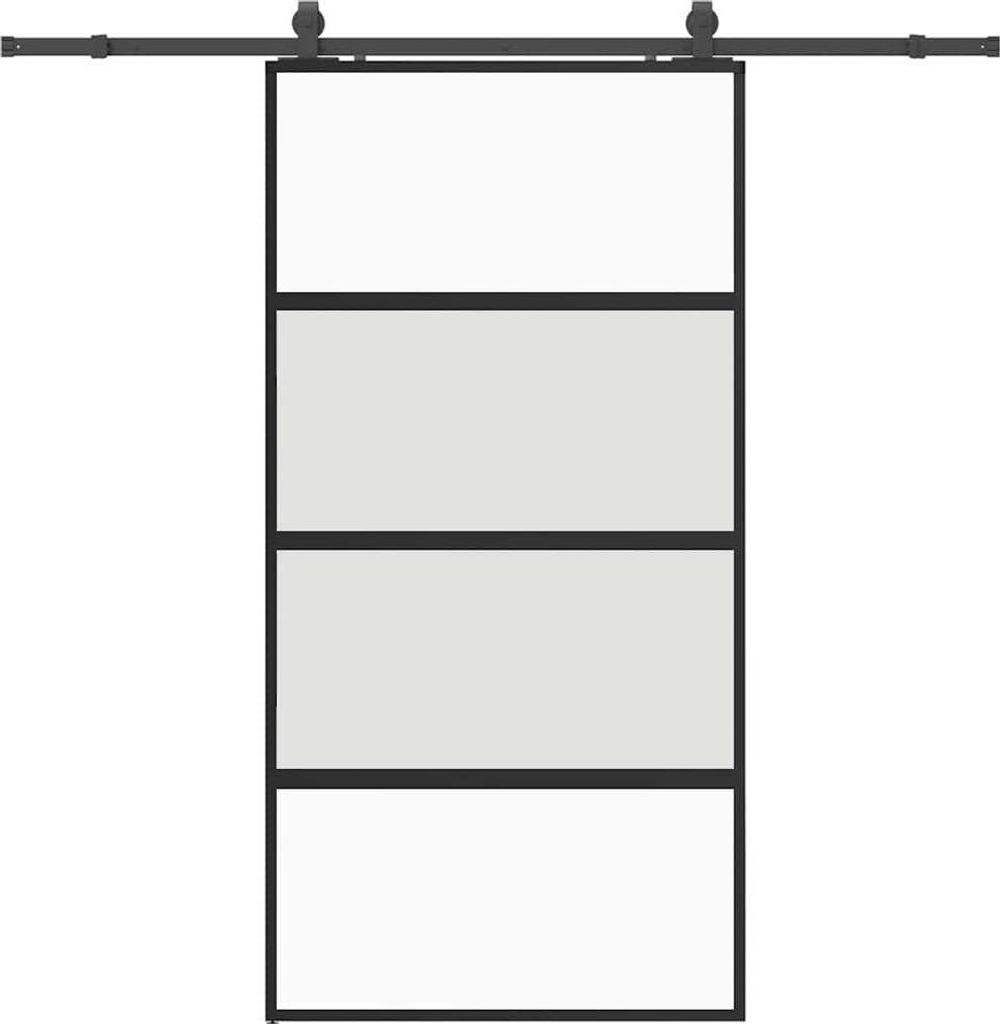 vidaXL Schiebetür mit Beschlag Schwarz 102,5x205 cm Hartglas