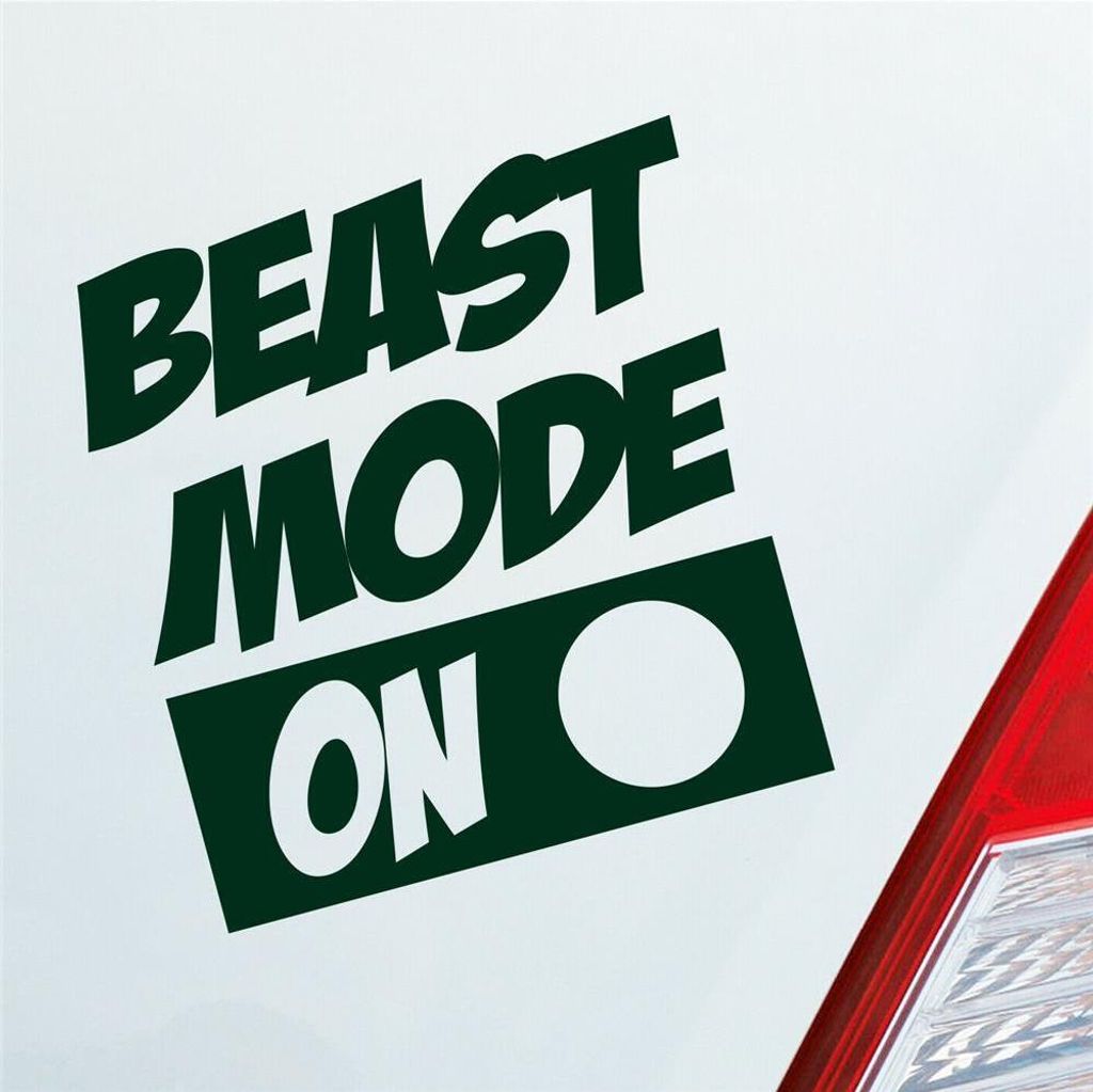 Auto Aufkleber Beast Mode On Biest Modus an Monster Aggro 9x10 cm Dunkelgrün Sticker Heckscheibenaufkleber