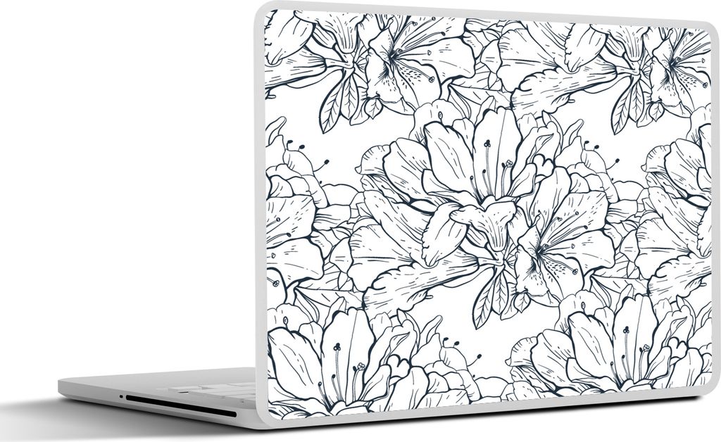 MuchoWow Laptop Aufkleber Sticker Cover Blumen - Muster - Linie 30x21 cm - Sticker für Laptop - Selbstklebend