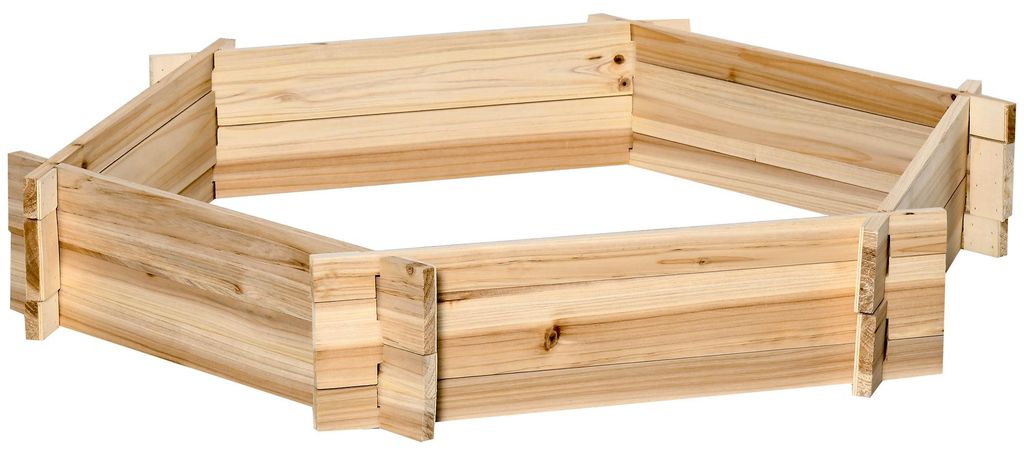 Hochbeet Sechseckig Pflanzkasten aus Massivholz Wetterfester Pflanztrog für Garten & Balkon Frostsicherer Blumenkübel Natur 100x92x16 cm