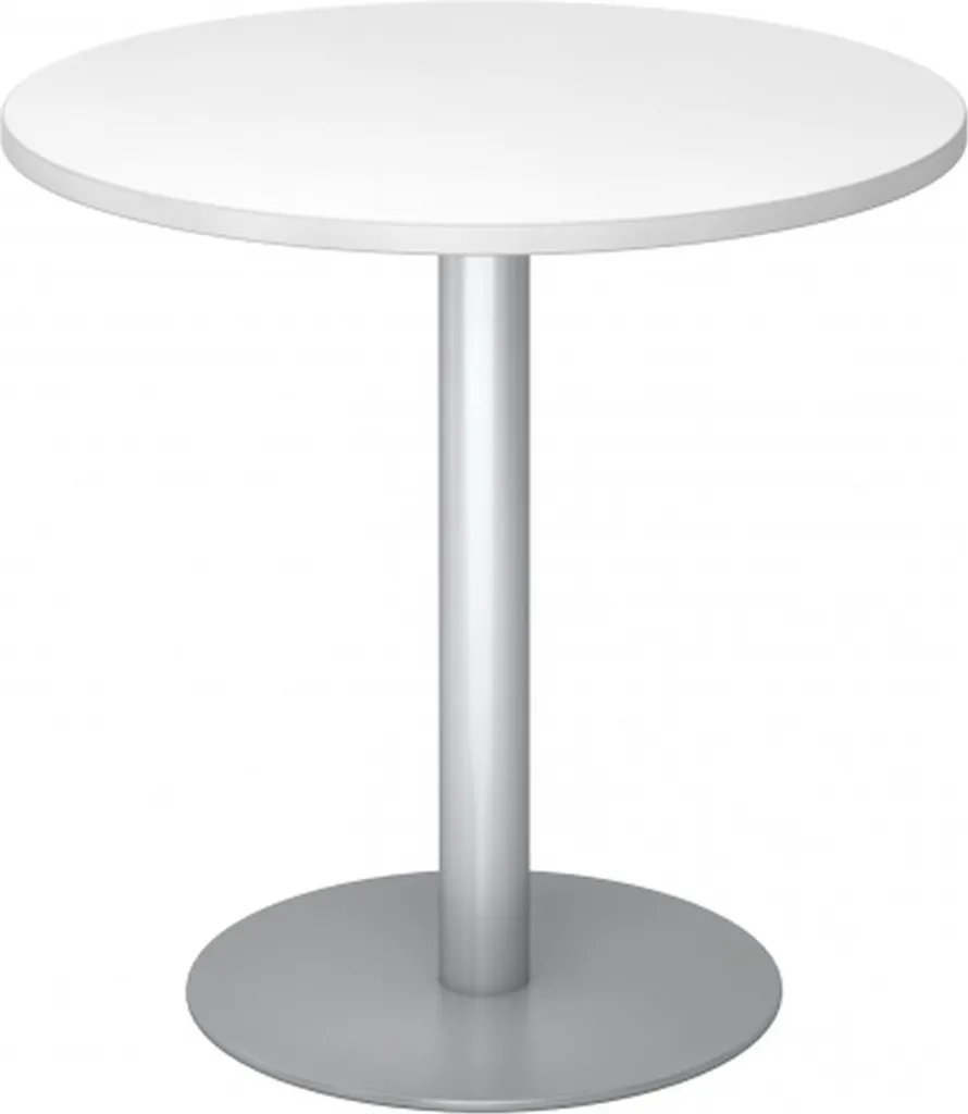 Table ronde BISTRO F80R S design blanc et argent Ø 80 cm robuste