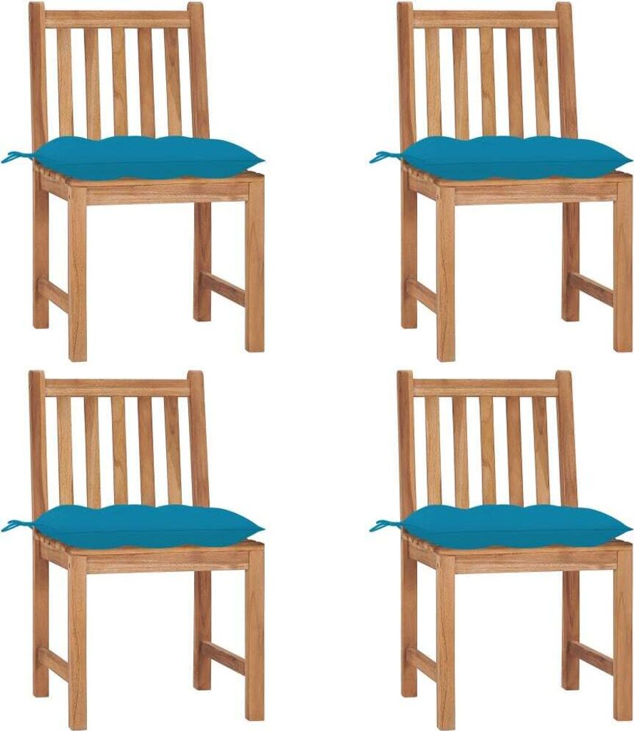 Gartenstühle 4 Stk. mit Kissen Massivholz Teak