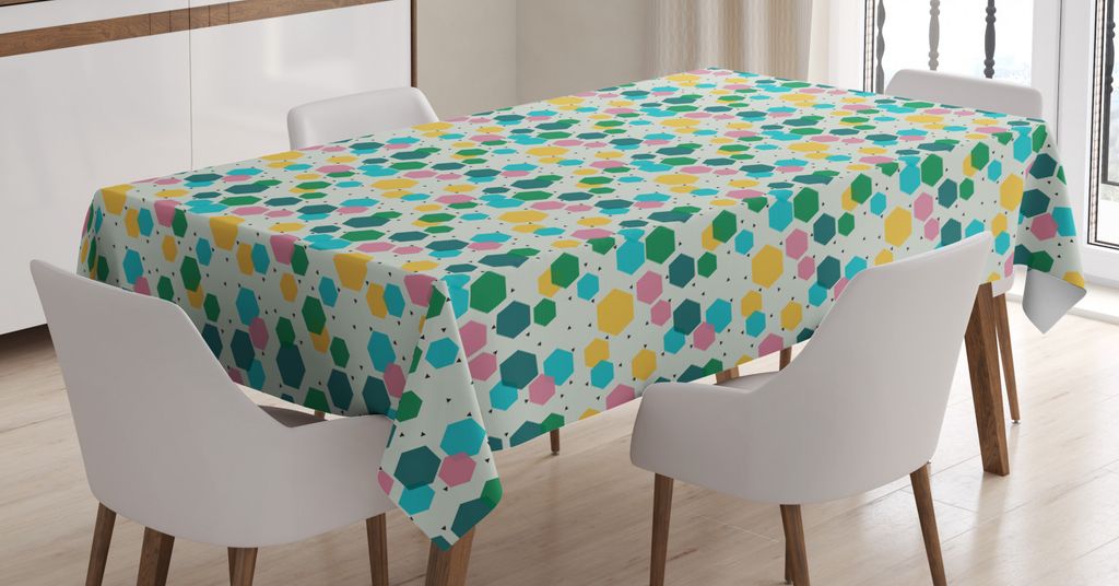 ABAKUHAUS geometrisch Tischdecke, Hexagons Tiny Triangles, Druck mit Klaren Farben ohne Verblassen Waschbar für innen oder Außen Bereich, 140 x 2...