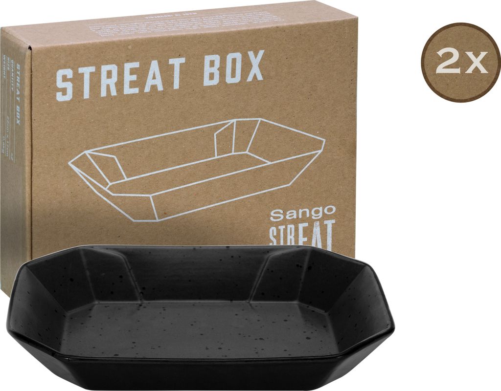CreaTable, 33958, Streat Food Schwarz, Box 2-tlg, Steinzeug