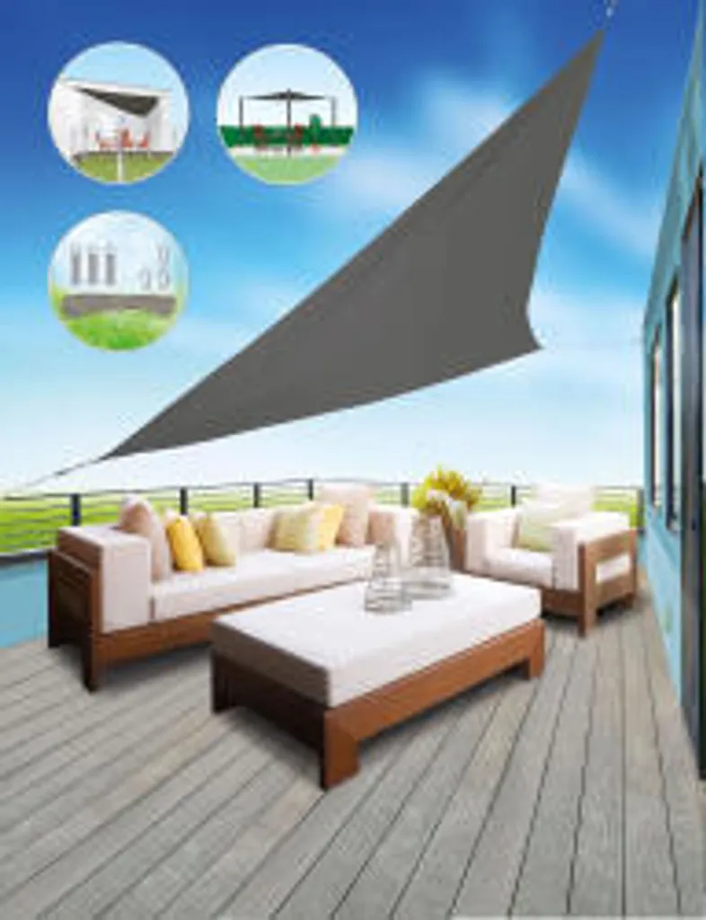 BURI Voile d'Ombrage Solaire LED 3,25x3m Triangle Protection UV et Vent