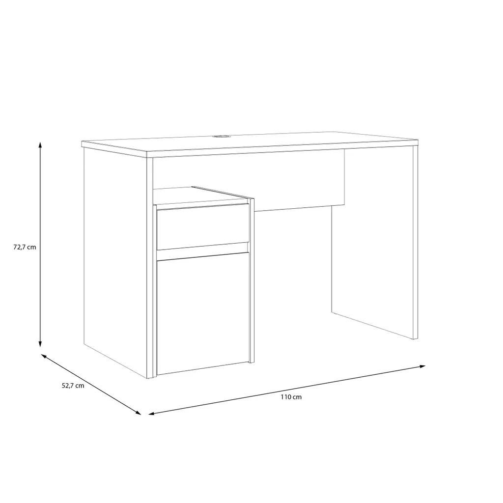 Bureau MODULTRICK blanc et chêne artisan 110x73cm compact pour studio - 6