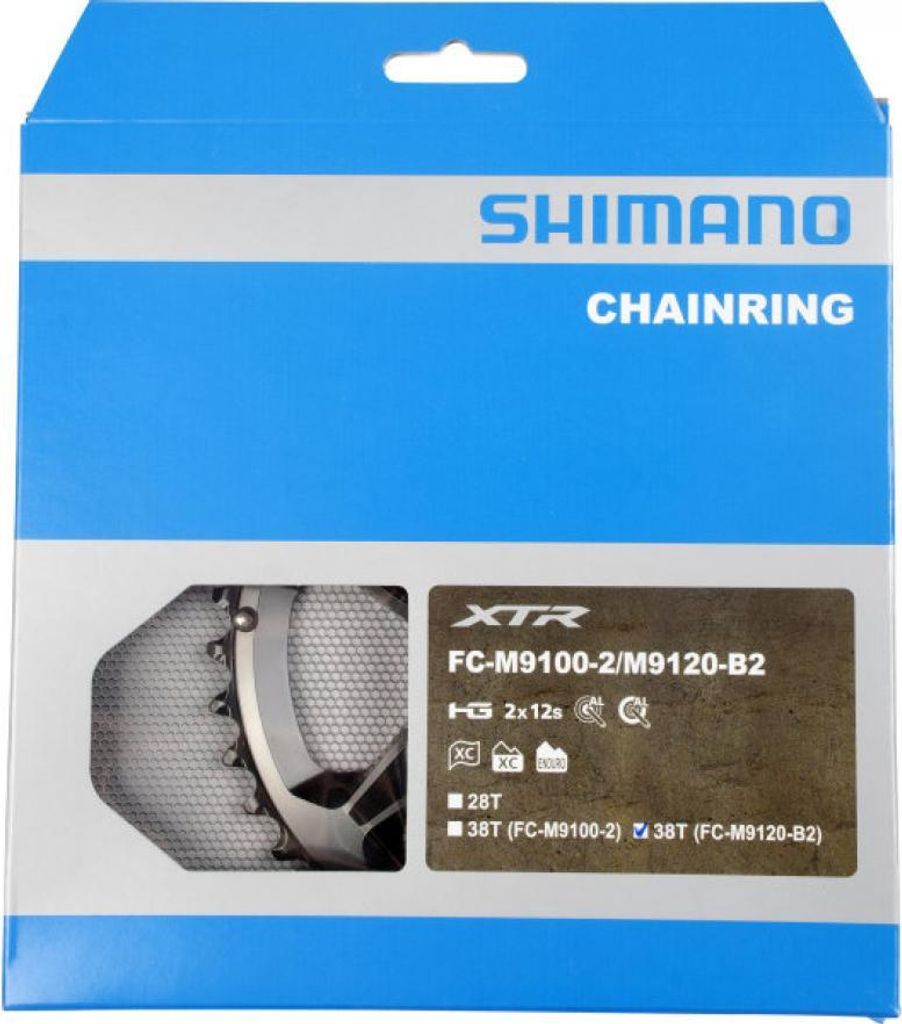 SHIMANO Kettenblatt XTR FC-M9100/FC-M9120 38 Zähne - präziser Antrieb für Hig...