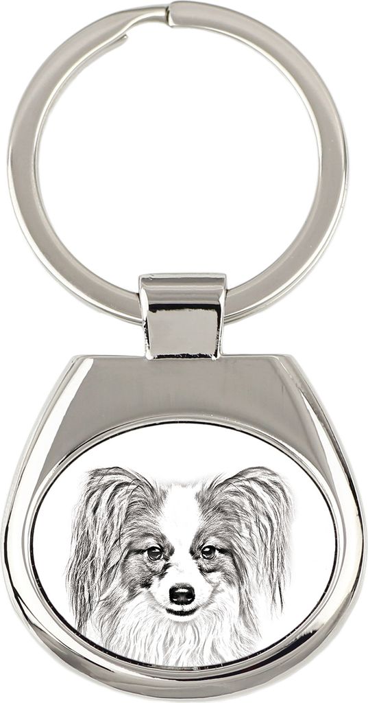 Papillon, Kontinentaler Zwergspaniel - Schlüsselanhänger mit Hund, Anhänger mit Aufdruck, personalisierter Anhänger der Marke Art-Dog