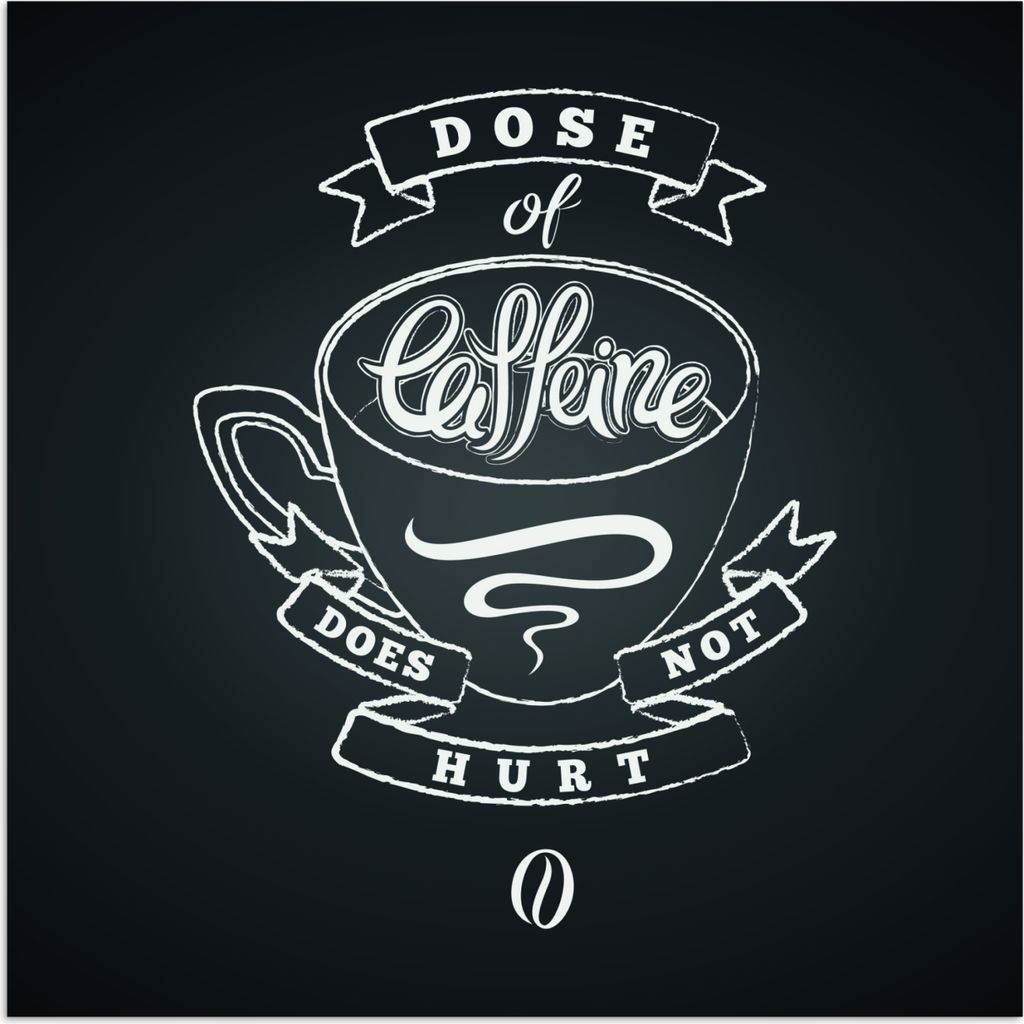 MuchoWow Poster Eine Dosis Koffein tut nicht weh - Sprichwörter - Vintage - Zitate - Kaffee 75x75 cm - Wand Dekoration