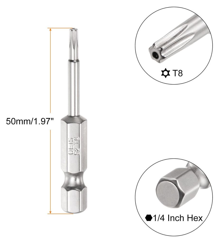 5 Stš¹ck T8 Torx Bit Set 50mm L?nge Bitsatz 1/4 Zoll Sechskantschaft S2 Stahl Magnetisch Manipulationssicher fš¹r Schraubendreher Akkuschrauber...