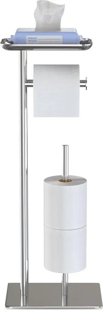 Support papier toilette sans perçage avec tablette de pose smartphone - 4