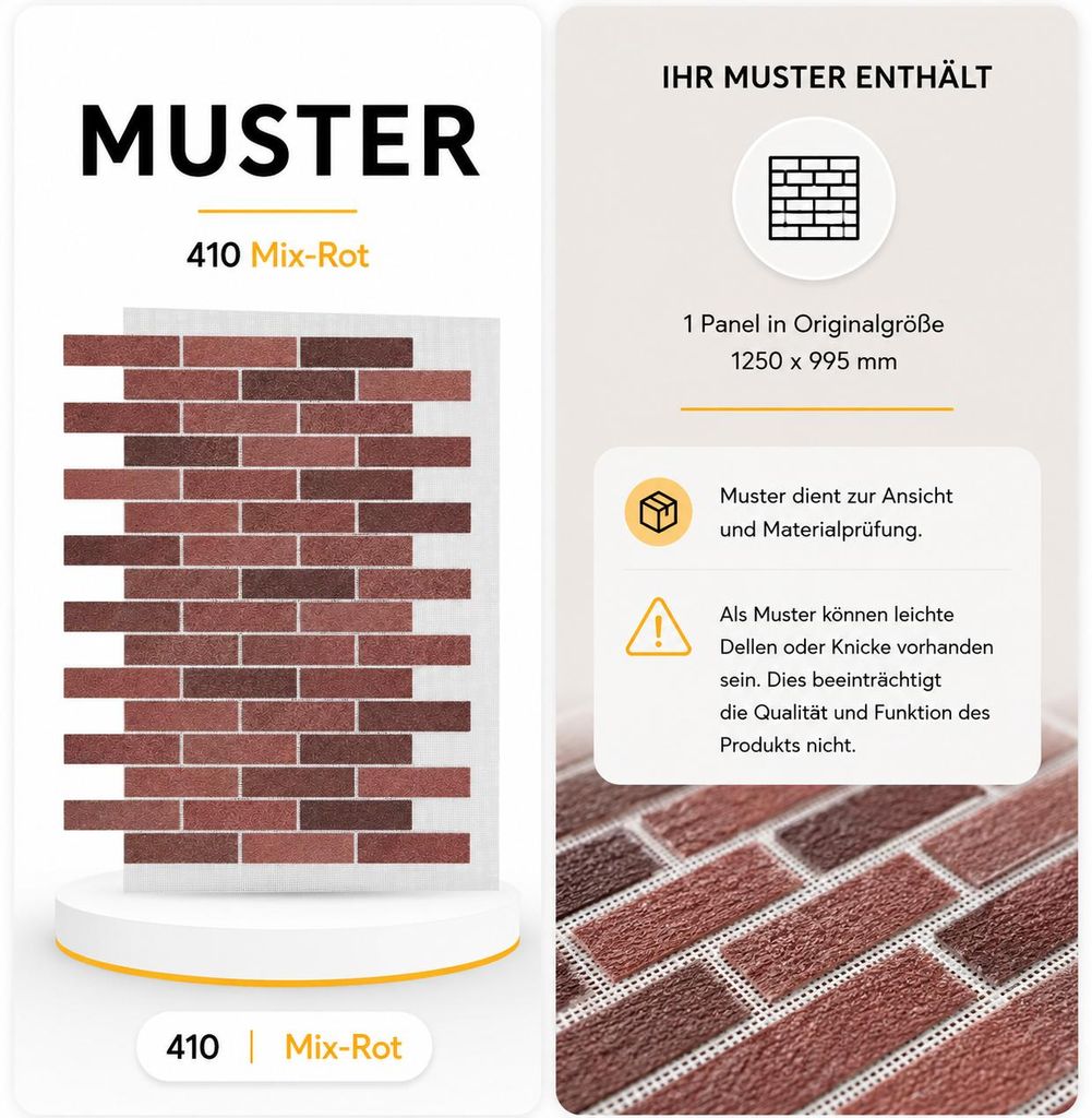 AMK Muster-Paneel 410 Mix Rot  – Marmorgranulat-Oberfläche in Originalgröße KI-generiertes Bild
