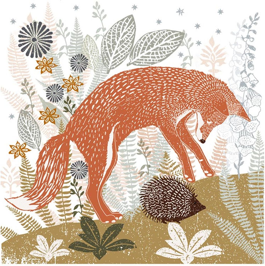 Summer Thornton - bedruckt "Woodland Nature", Fuchs PM7867 (30 cm x 30 cm) (Weiß/Orange/Grau)