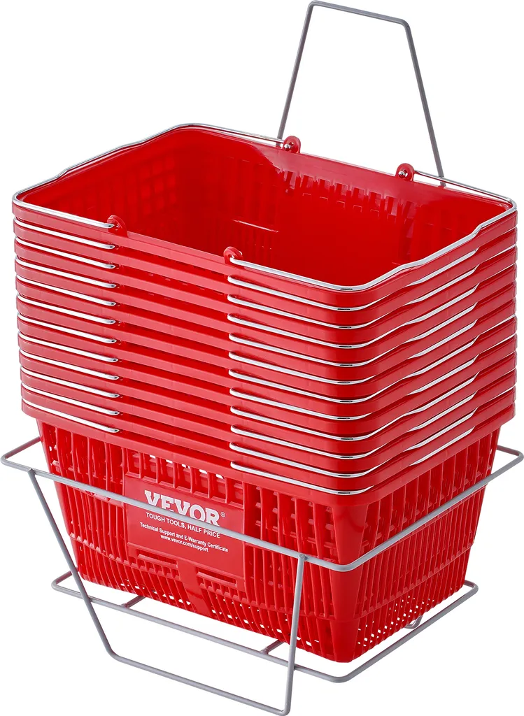 Cestini per Spesa Professionali VEVOR 21L - Set 12 Pezzi con Supporto