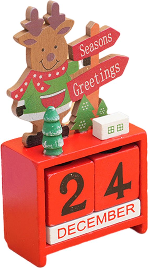 Weihnachtskalender aus Holz für den Schreibtisch, Weihnachtsmann, Schneemann, Rentier, Baum, ewiger Kalender, Holz-Displayblock, Ornament für die...