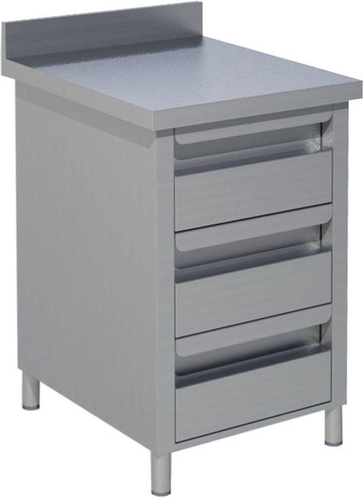 KBS Schubladenschrank 4 Schubladen 500x700x850 mm mit Aufkantung Edelstahl
