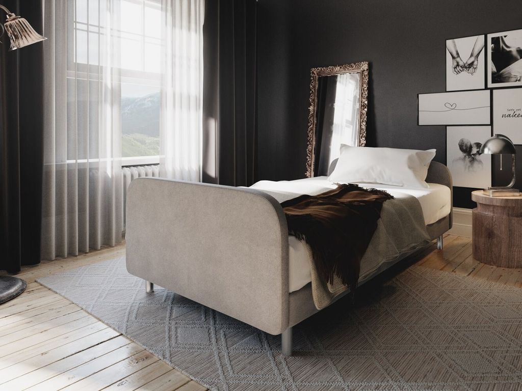 Bett für Teenager mit Metallbeinen 90x200 HENRYK 3 – grau