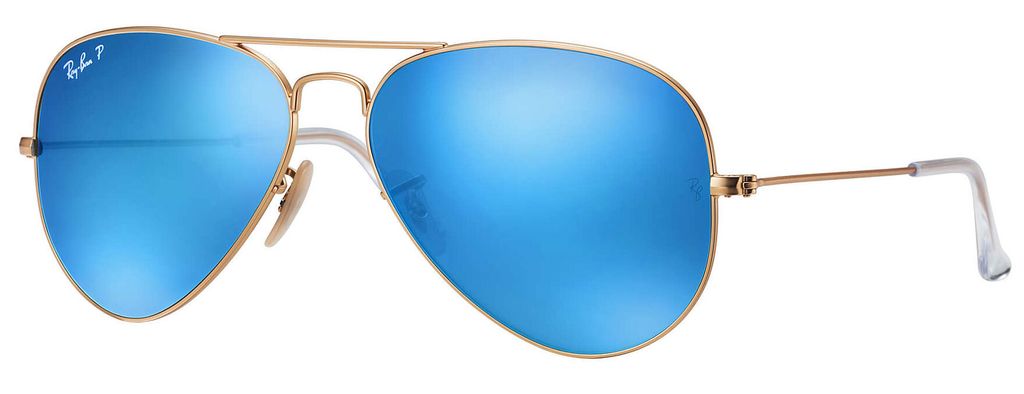 Ray-Ban AVIATOR FLASH LENSES, Erwachsener, Uni, Pilot, Gold, Polarisierte Linse, Metall