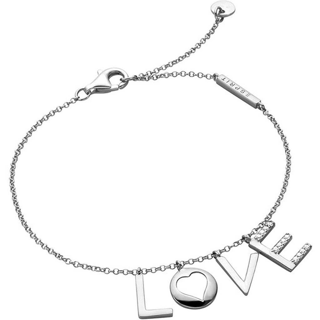 Esprit ESBR00231118 Damen Armband LOVE AmorySilber Weiß 22 cm