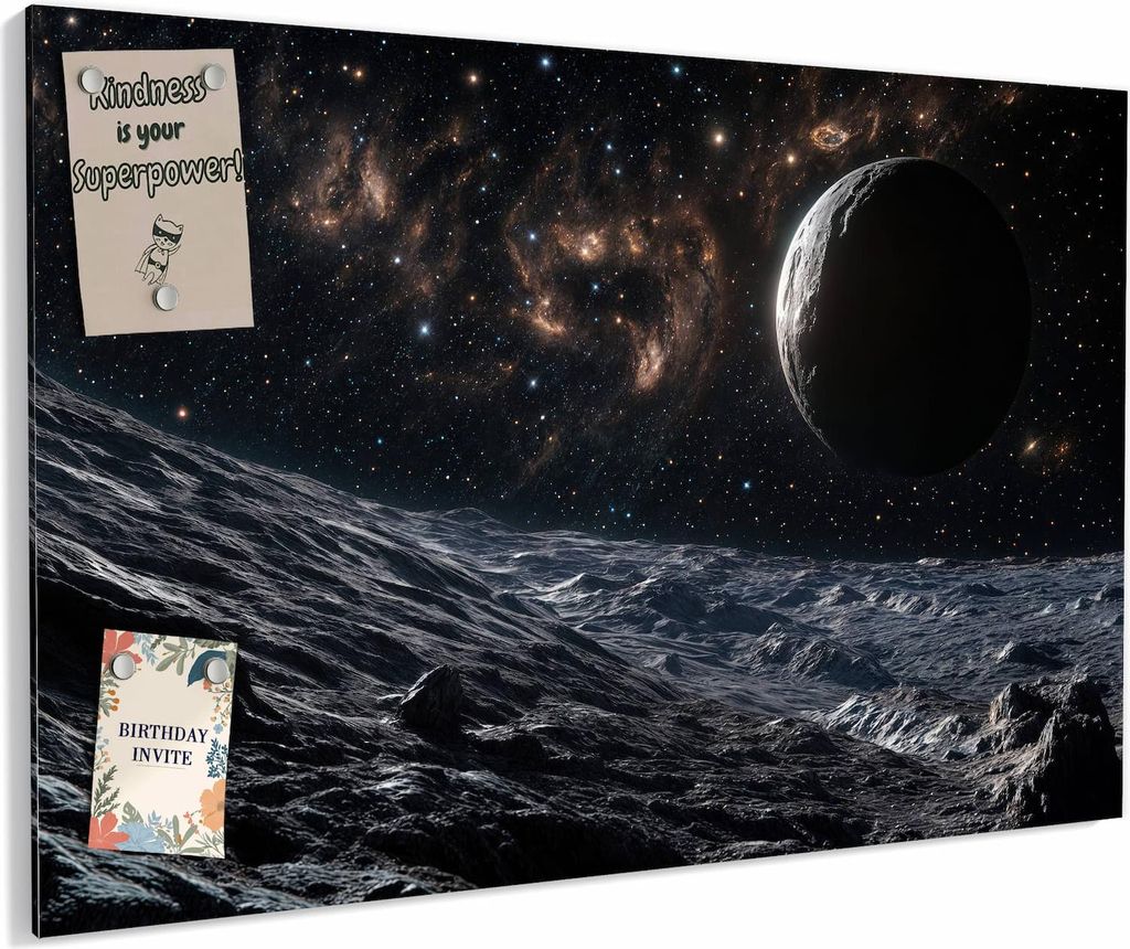 Magnettafel 60x40cm magnetisch & beschreibbar Metall-Board - Weltraumlandschaft