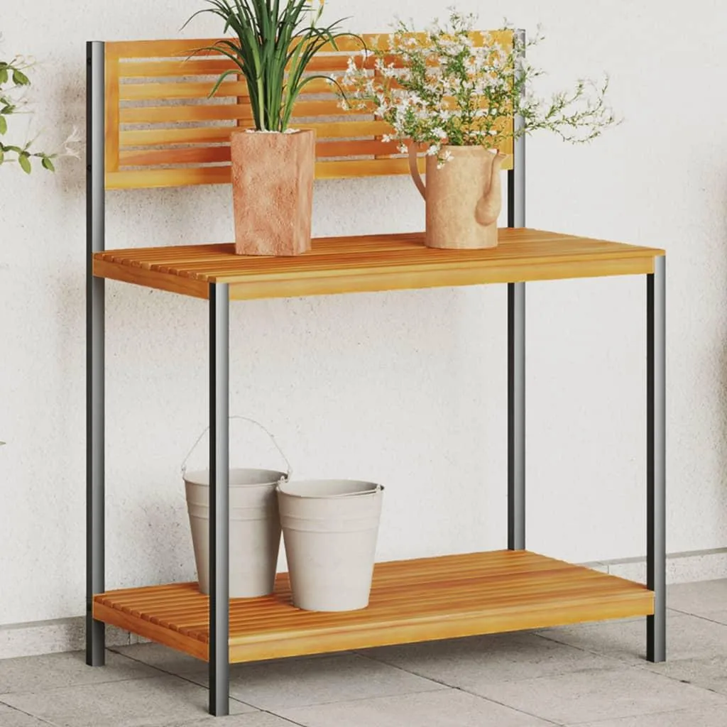 Table de rempotage haute vidaXL : évitez le mal de dos au jardin 90x50cm - 2