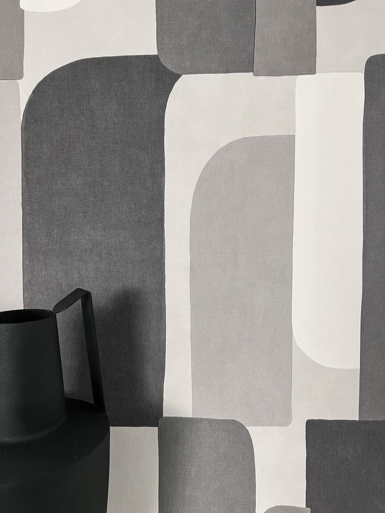 NEWROOM Tapete Grau Vliestapete Grafik - Mustertapete Modern Dunkelgrau Hellgrau Muster Formen Abstrakt Textilstruktur