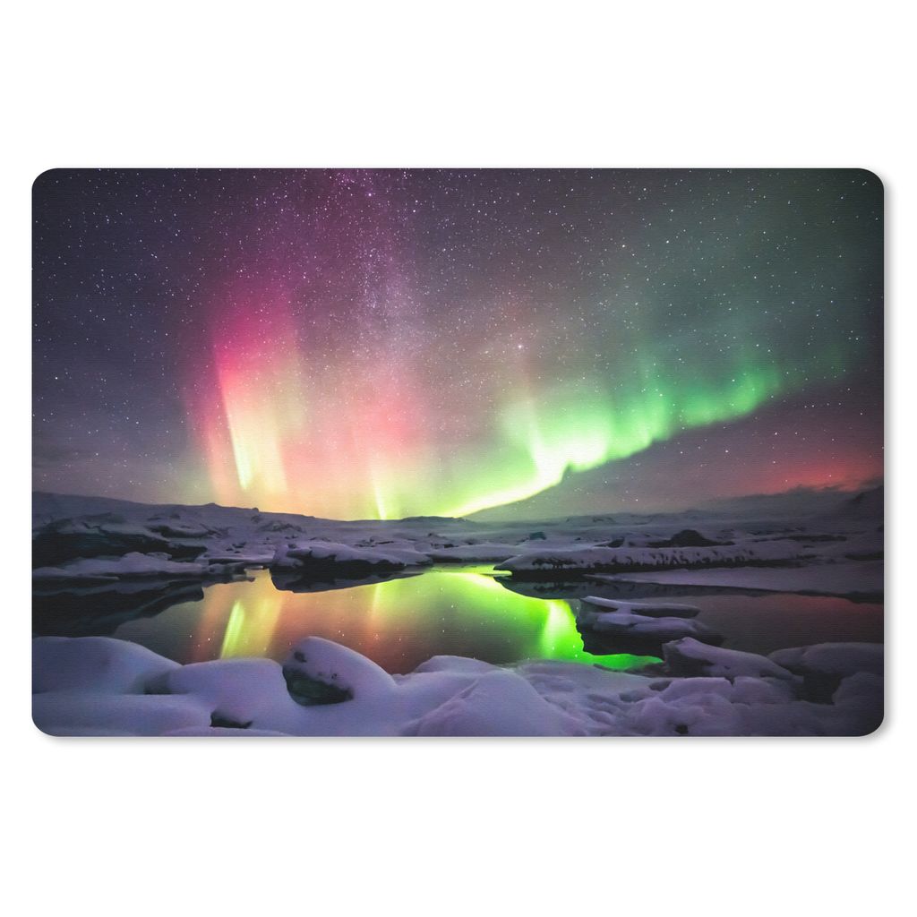 MuchoWow Mauspad Mousepad Nordlichter - Schnee - Island 27x18 cm - Mousepads - Maus Mat - Pad - Mausunterlage - Büroartikel - Desk Matten