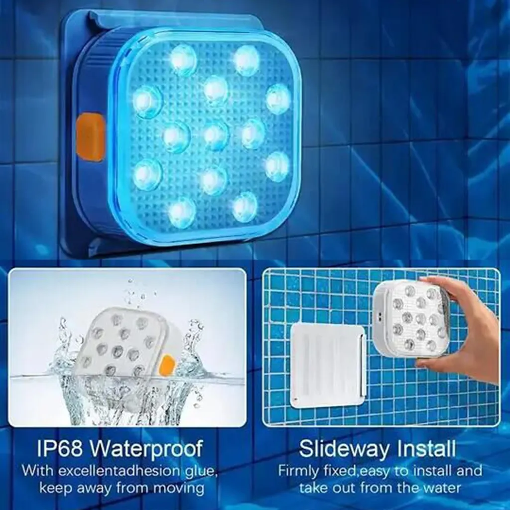 Lumière de Piscine LED Rechargeable IP68 avec Télécommande et Timer