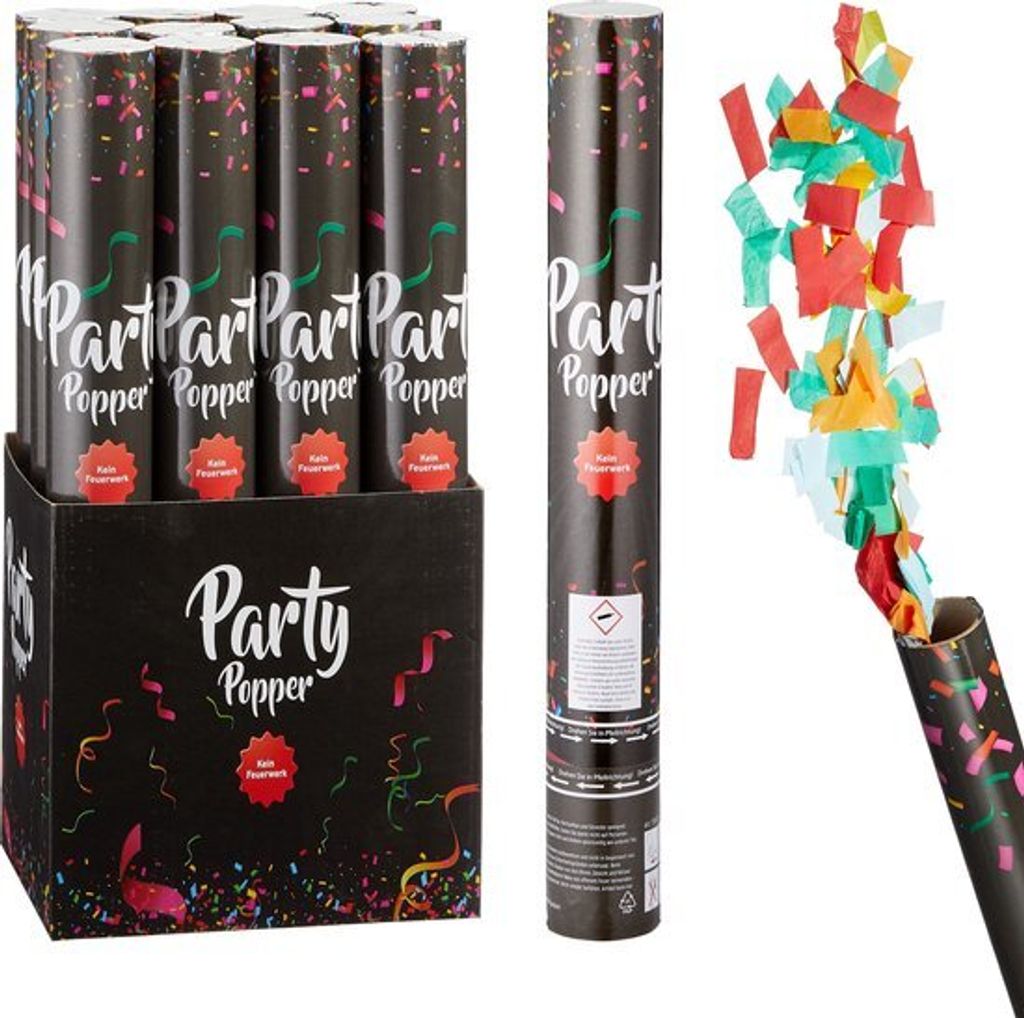 XL Party Popper Party Pop Konfettikanone Konfetti Shooter 40 cm -12 Stück