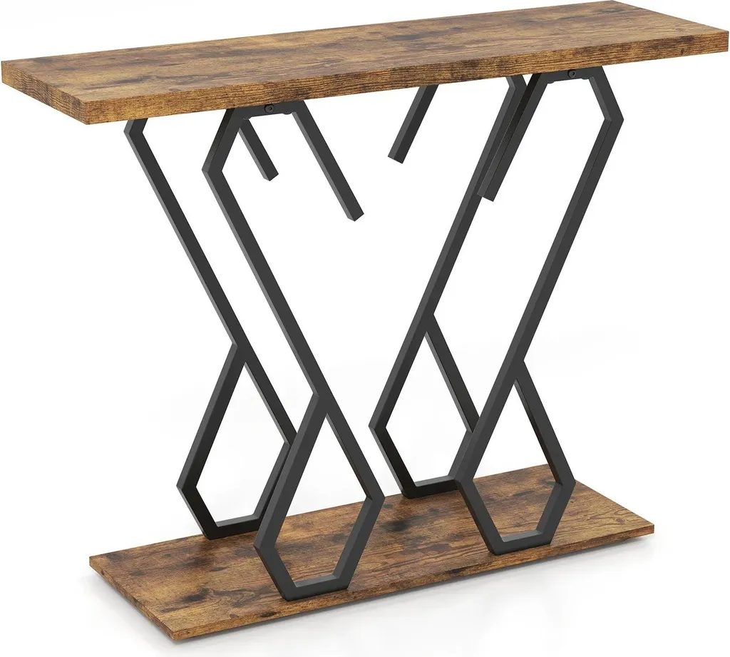 Console d'Entrée Marron - Table Étroite en Bois pour Couloir - 100cm