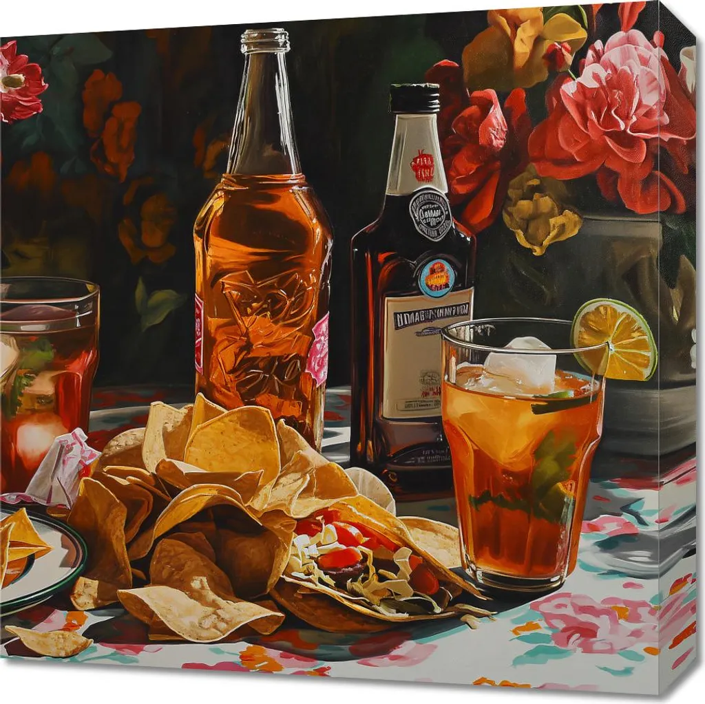 Quadro Etnico Messico 50x50 - Arte da Parete per Cucina e Taqueria