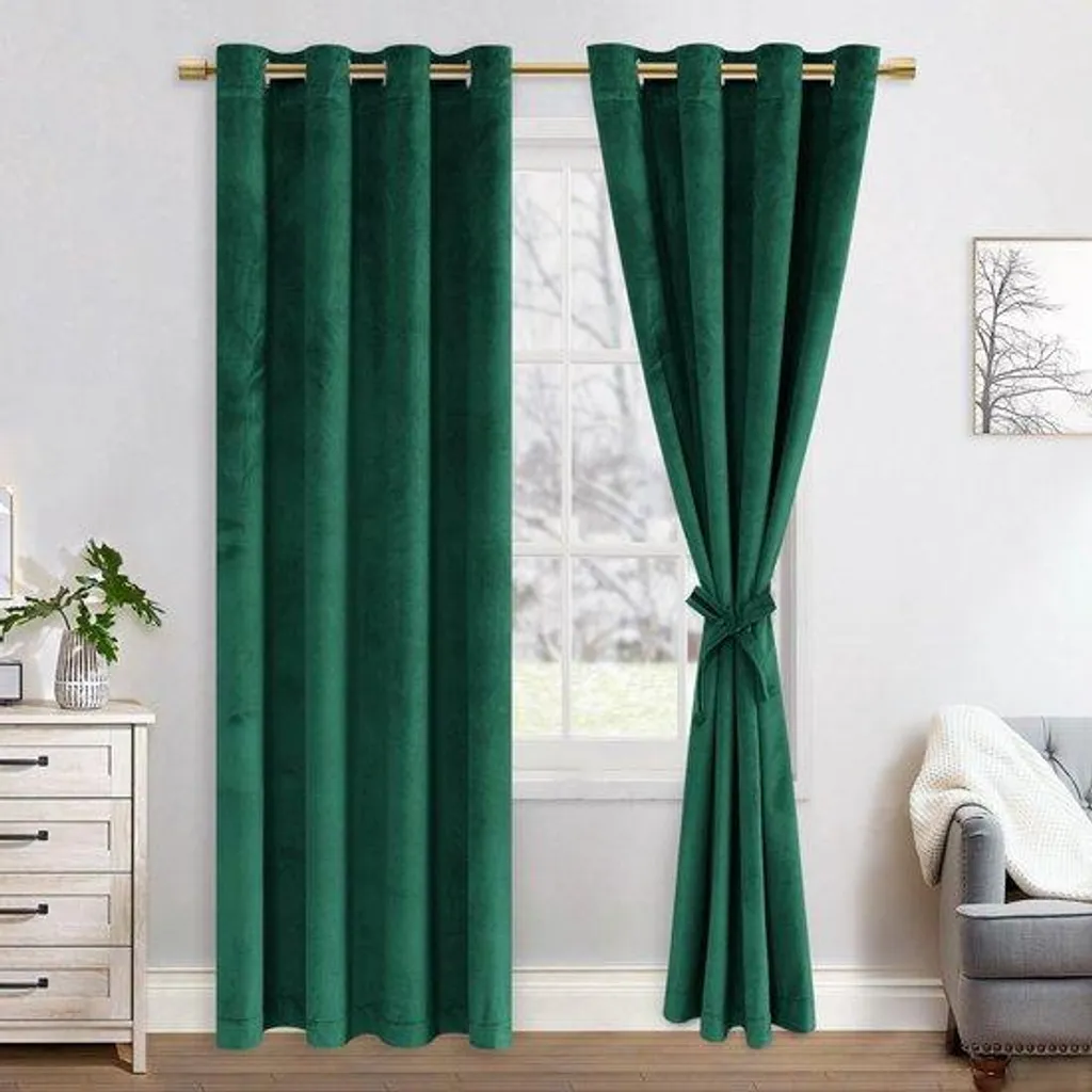 Rideaux pour dormir dans le noir total vert foncé 140x225 cm luxe
