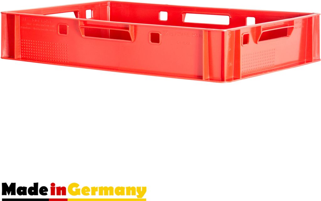 1 Stück E1 Fleischkiste Rot Kiste Eurobox Lebensmittelecht Metzgerkiste Box Aufbewahrungsbox Kunststoff Wanne Plastik Stapelbar Lagerkiste 60 x 40...
