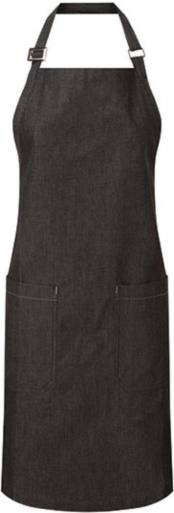 Premier Workwear PR113 | Latzschürze, Organic Denim Fairtrade Bib Apron, 80 x 72 cm - Farbe: Black Denim - Größe: 80 x 72 cm