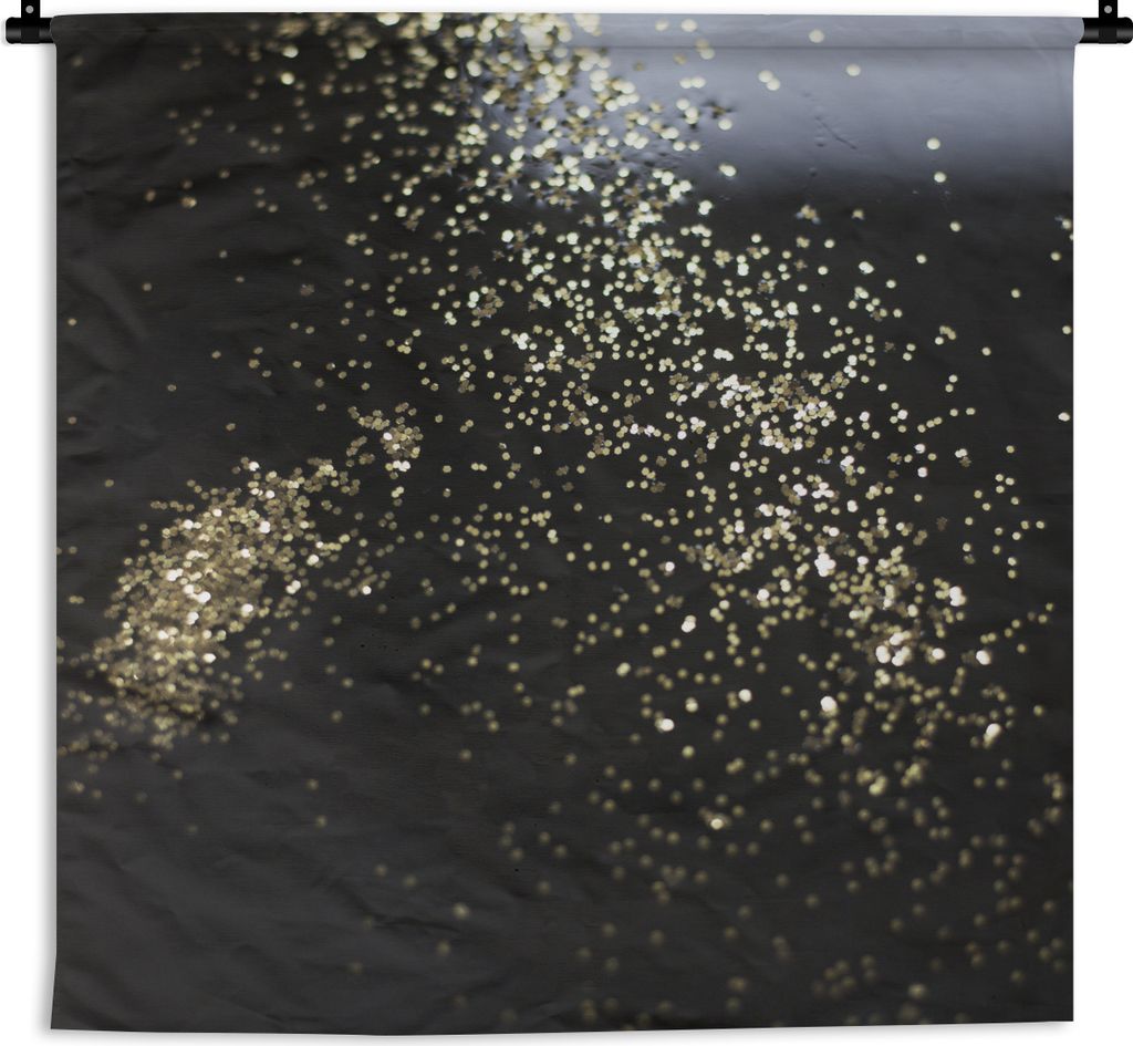 MuchoWow Wandteppich Wandbehang Marmor - Glitter - Gold - Schwarz 150x150 cm Tapisserie Dekoration Wandtuch - Wohnaccessoires - Modernes