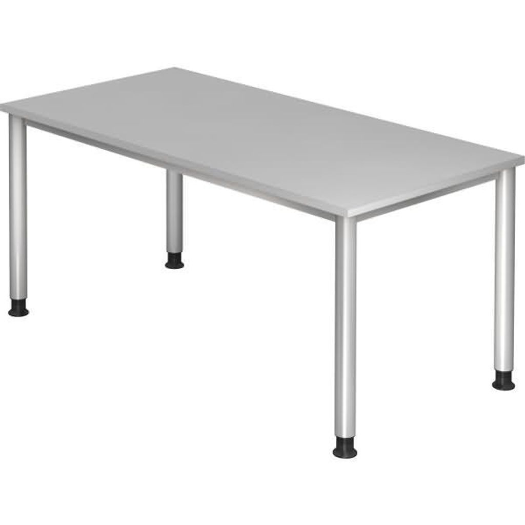 HAMMERBACHER HS16 höhenverstellbarer Schreibtisch lichtgrau rechteckig, 4-Fuß-Gestell silber 160,0 x 80,0 cm