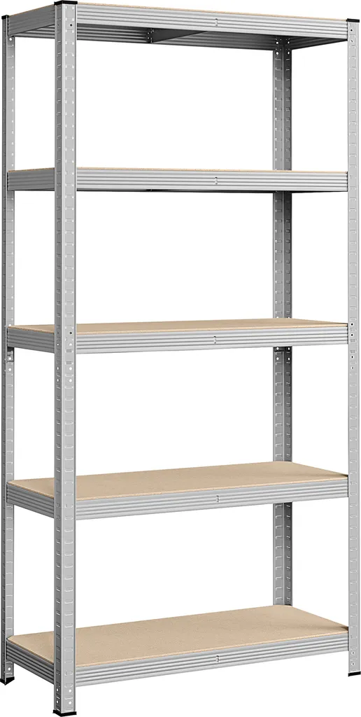 Étagère de stockage pour cave et garage en acier galvanisé gris