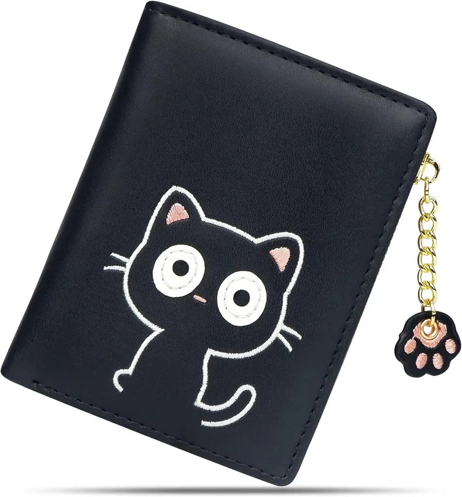 Portafoglio carino da donna piccolo e sottile in pelle bifold con protezione RFID ragazze con tasca portamonete con zip casual