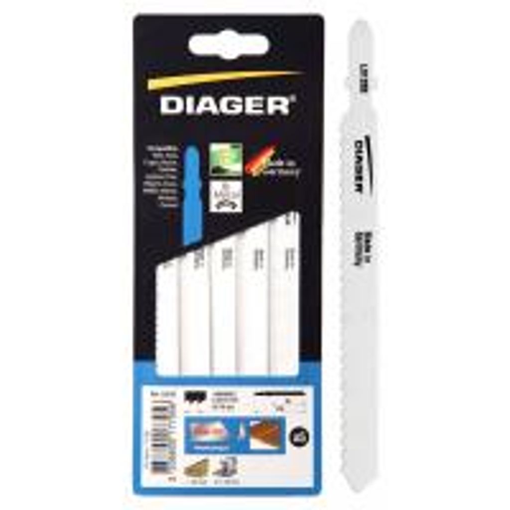 Sägeblätter für Stichsäge, bi-metallisch, für Holz, genagelt, Art.-Nr. L012s5, Bezeichnung 5 Blätter, Länge 116 / 91 mm, Zähne (2,0 mm), Be...