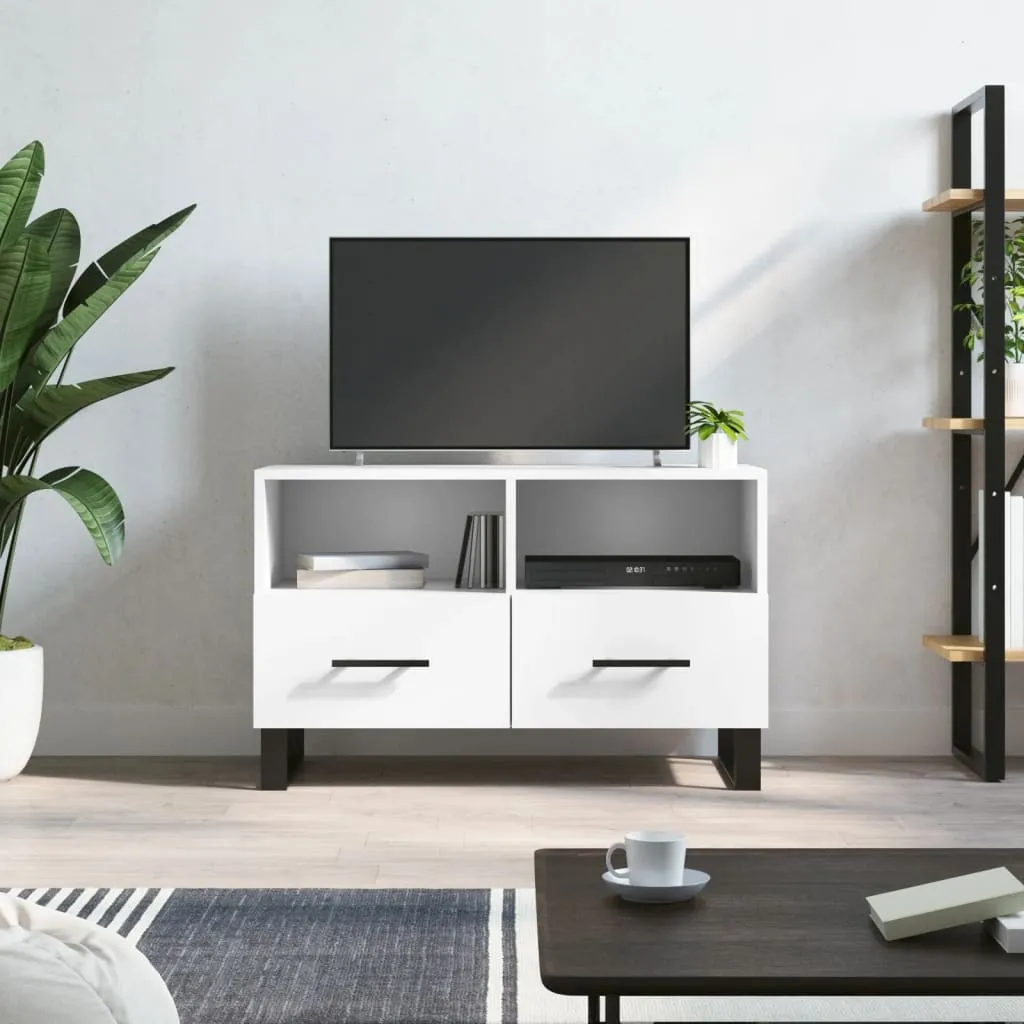 Mobile Porta TV Moderno Bianco 80x36x50 cm - Mobiletto Design Legno - 2