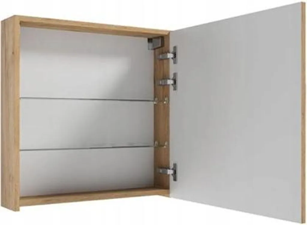 Miroir de salle de bain avec rangement 60 cm chêne massif suspendre