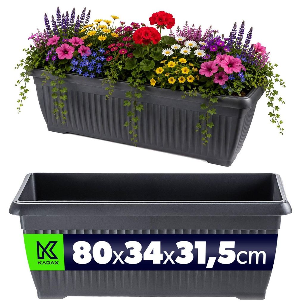 KADAX Blumenkasten 80 x 34 x 32 cm, großer Balkonkasten aus Produktbild 